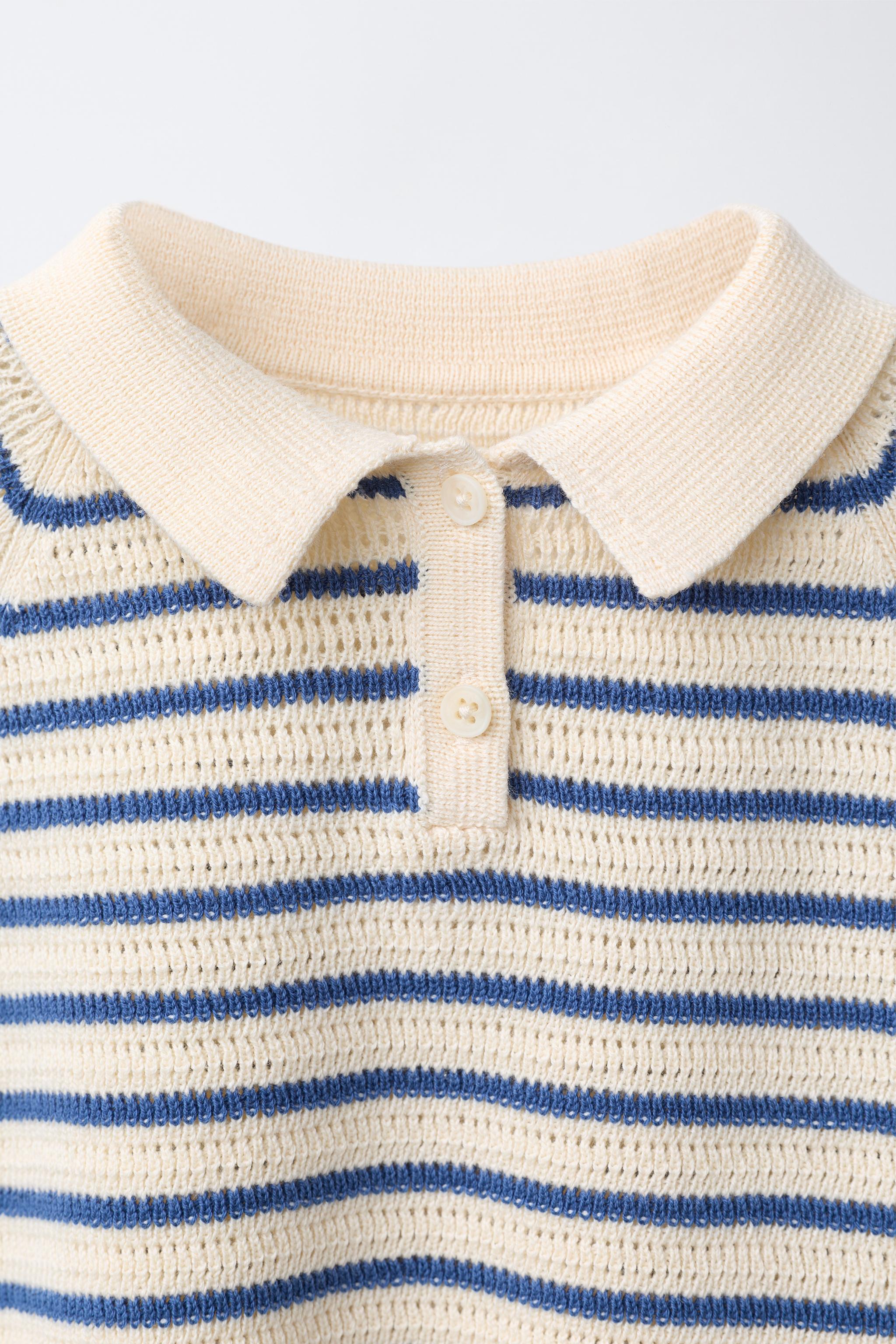 STRIPED KNIT POLO SHIRT
